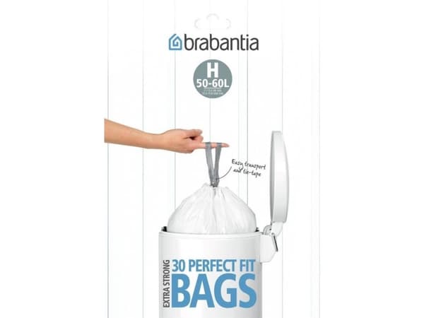 Brabantia Size H - Søppeldunkfôr - trekksnor - høytetthetspolyetylen (LDPE) - hvit - pakke av 30