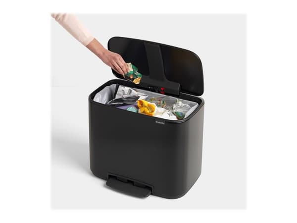 Brabantia Bo Pedal Bin - Søppelbøtte - flipp-lokk - 36 L - fotpedal - matt svart