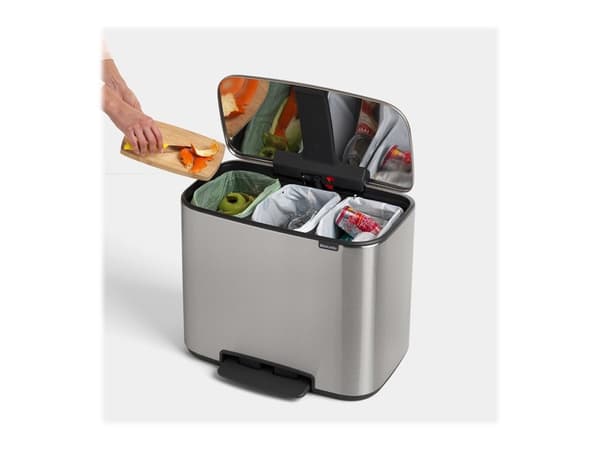 Brabantia Bo Pedal Bin - Soptunna - fliplock - 33 L - fotpedal - sopsortering - matt stål