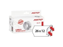 Etiket Meto 26x12mm hvid permanent 1000stk/rul 6rul/pak
