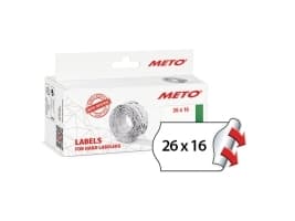 Etiket Meto 26x16mm hvid permanent 1000stk/rul 6rul/pak