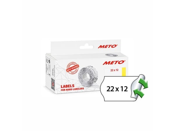 Etiket Meto 22x12mm hvid aftagelig 1000stk/rul 6rul/pak