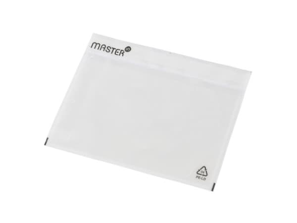 Følgeseddellomme i genbrugsplast C6 u/tryk 175x140mm 1000stk/kar Plast40/Plast20/Papir46