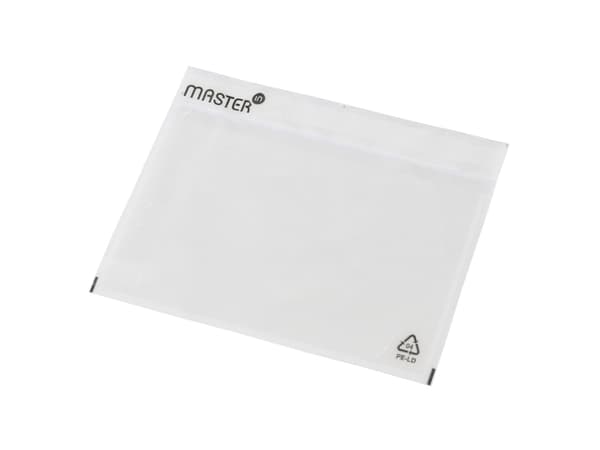 Følgeseddellomme i genbrugsplast C6 u/tryk 175x140mm 1000stk/kar Plast40/Plast20/Papir46