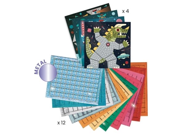 DJECO Space Battle Mosaic Kit, Children''s craft kit, 5 år, Flerfarget