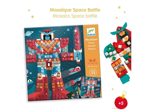 DJECO Space Battle Mosaic Kit, Children''s craft kit, 5 år, Flerfarget