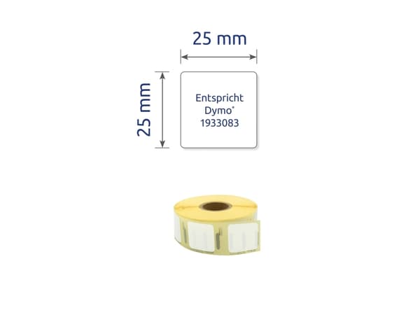 Avery A1933083 25 x 25 mm, Rulle, Hvid Avery's A1933083 holdbare polyester etiketter på rulle til etiketprinter er 100% kompatibel med Dymo® LabelWri