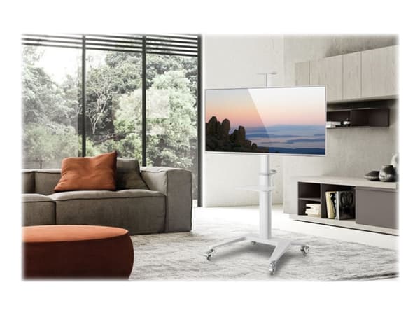 TECHly - Vogn - for flatskjerm / AV-utstyr - aluminium, stål, plastikk - glanshvit - skjermstørrelse: 37"-70"