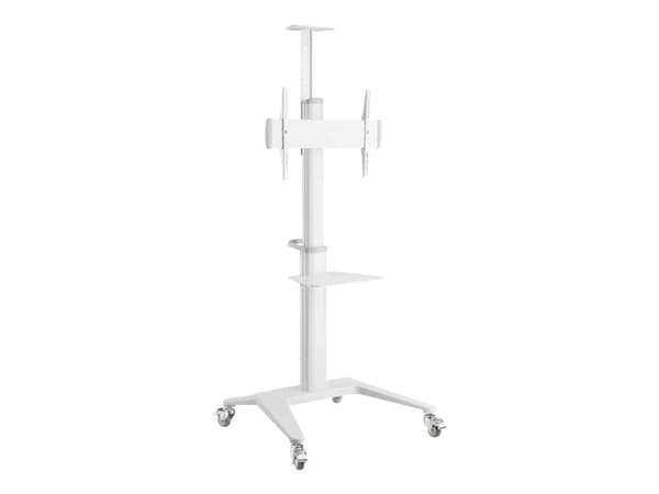 TECHly - Vogn - for flatskjerm / AV-utstyr - aluminium, stål, plastikk - glanshvit - skjermstørrelse: 37"-70"