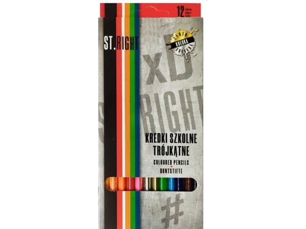 St. Majewski School triangular pencils, 12 colors, ST.RIGHT