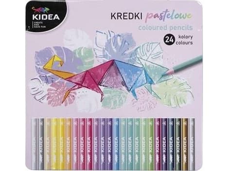 kidea pastel crayons triangular in metal box 24 colors