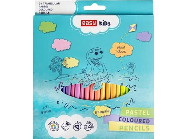 Easy Stationery Pastellfärgade triangulära pennor 24 färger EASY