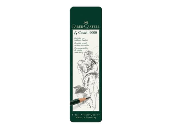 Faber-Castell CASTELL 9000 - Blyant - grafitt - 2B, 4B, 6B, 8B, B, HB (en pakke 6)