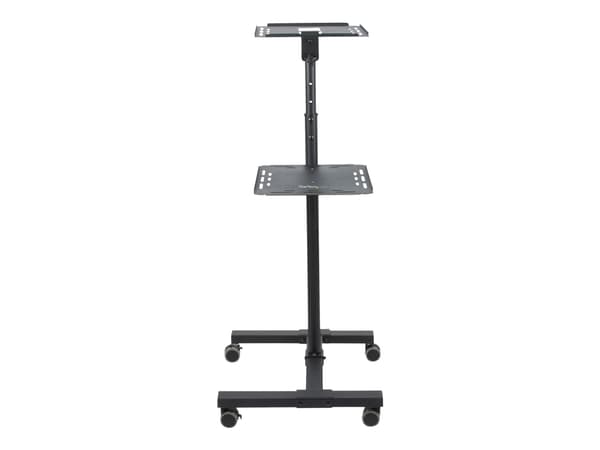 StarTech.com Mobile Projector and Laptop Stand/Cart, Heavy Duty Portable Projector Stand (2 Vented Shelves, hold 22lb/10kg each), Height Adjustable R