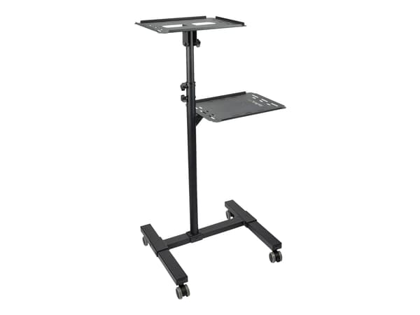 StarTech.com Mobile Projector and Laptop Stand/Cart, Heavy Duty Portable Projector Stand (2 Vented Shelves, hold 22lb/10kg each), Height Adjustable R