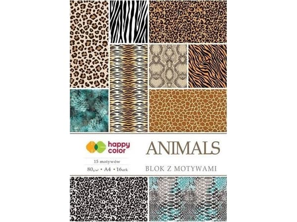 Happy Color HAPPY COLOR - BLOK Z MOTYWAMI A4 - ANIMALS uniw