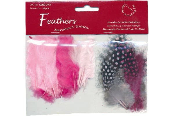 Fjer marabou mix 18stk l.rød nuancer