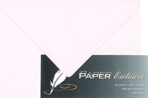 Kuvert C6 120g rosa tekstureret 10stk.