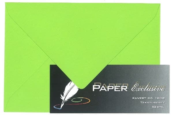 Kuvert C6 120g lime texturerad 10 st.