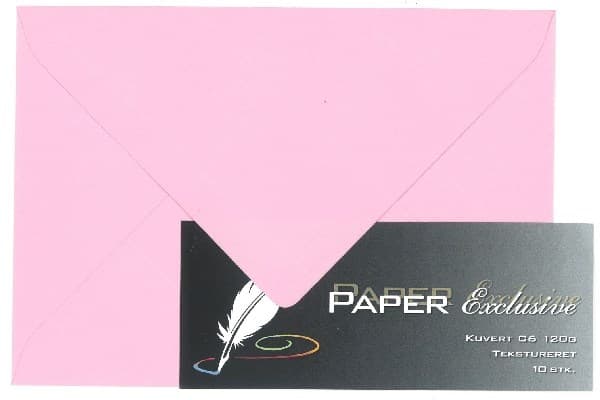 Kuvert C6 120g rosa texturerat 10 st.