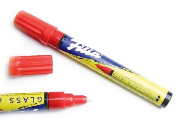 Glass & Porcelain marker red