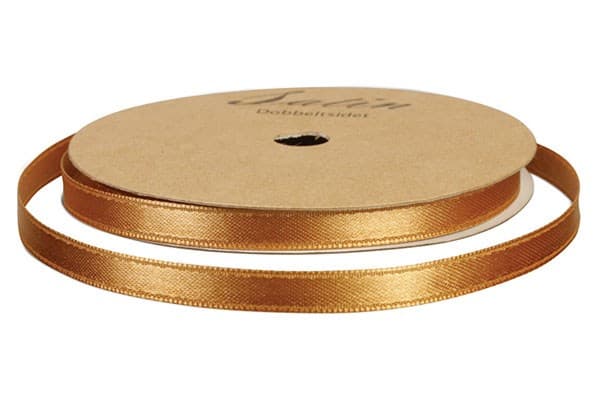 Satinbånd 10mm 10m l.brun/guld