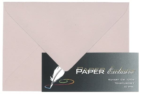 Kuvert C6 120g gl. rosa texturerat 10 st.