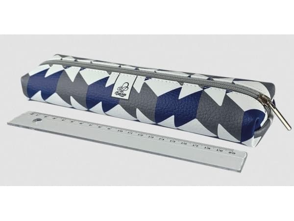 Pencil case Bee-bee Pencil case Dachshund, leatherette Navy blue cubes