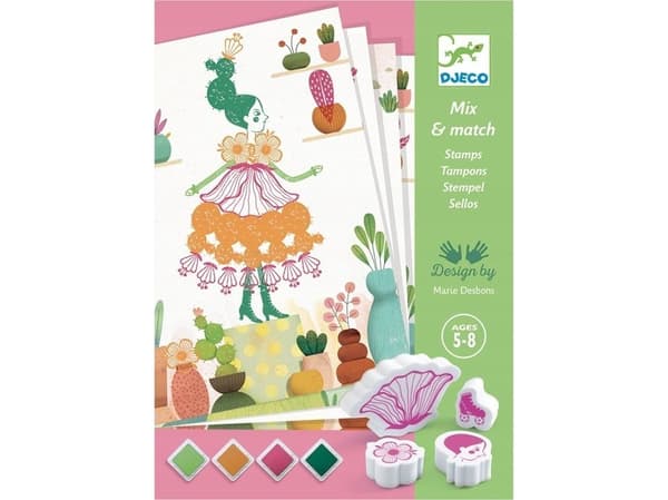 DJECO Flower Girls Stamp Set, Håndverkssett for barn, 5 år, Flerfarget