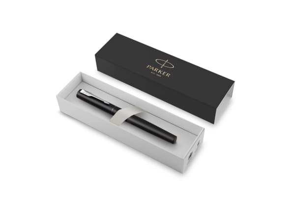Parker Vector XL, Svart, Påfyllning med bläckpatronssystem, Blå, Rostfritt stål, Medium, Ambidextrous