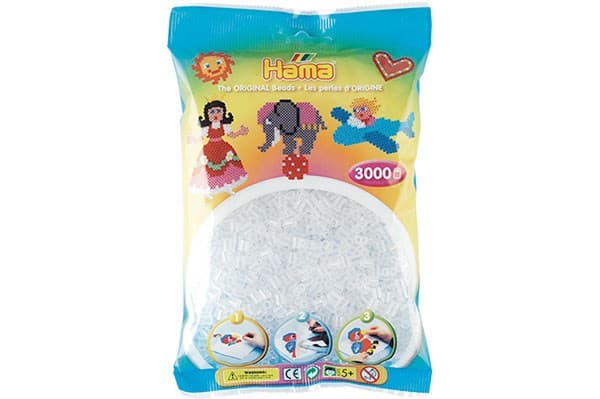 Hama Beads 201-19, Gjennomsiktig, Rund perle, 3000 stykker