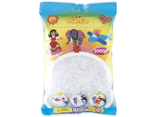 Hama Beads 201-19, Transparent, Rund pärla, 3000 styck