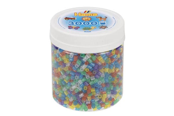 Hama midi perler glitter mix 54 i plastdåse (3000 stk.)