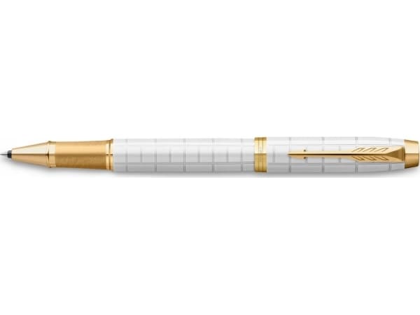 Parker IM Premium, Fastklämbar och indragbar penna, Guld, Vit, Svart, mässing, Lack, Fin