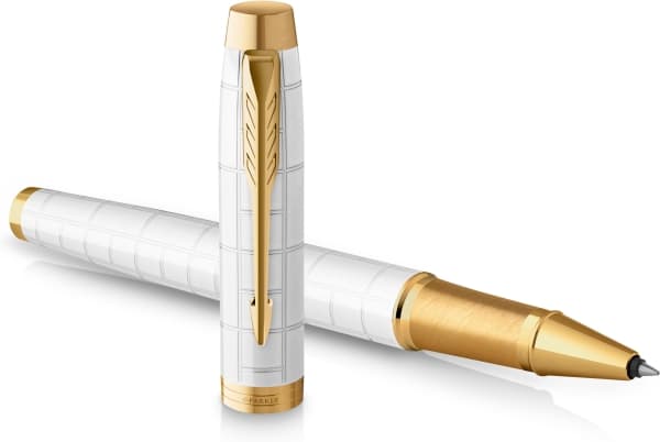 Parker IM Premium, Fastklämbar och indragbar penna, Guld, Vit, Svart, mässing, Lack, Fin