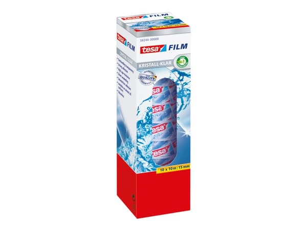 Tesafilm - Kontortape - 15 mm x 10 m - polypropylenfolie - krystallklar (pakke med 10 stk)