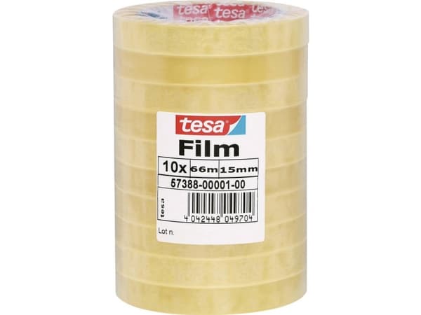 Tesafilm Standard - Kontortape - 15 mm x 66 m - gjennomsiktig (pakke med 10)