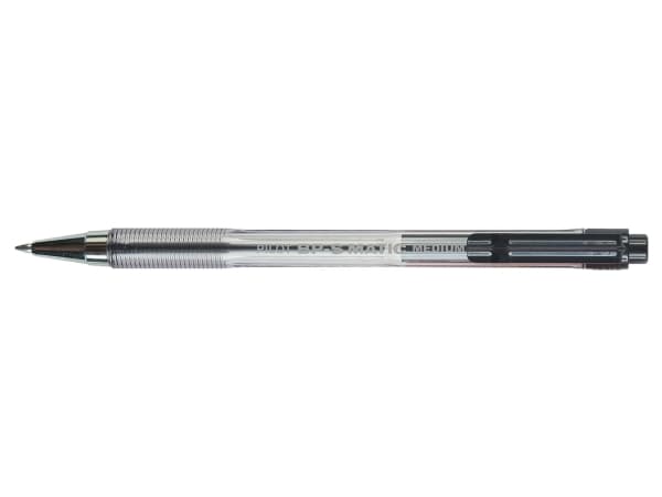 Pilot BP-S Matic, Klips, Uttrykkbar kulepenn med hengefeste, Gjenfyllbar, Sort, 12 stykker, Medium