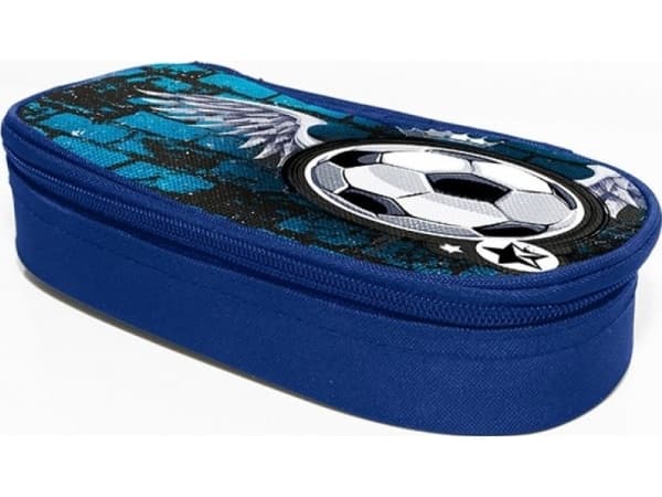 Pencil case Donau Pencil case-cosmetic bag DONAU Soccer Style, empty, oval, 20x7.4x4cm, blue