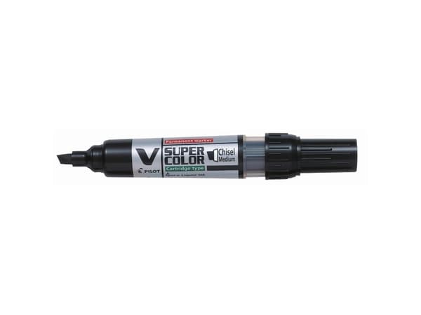 Permanent marker Pilot Begreen V Super Color, skrå spids, sort