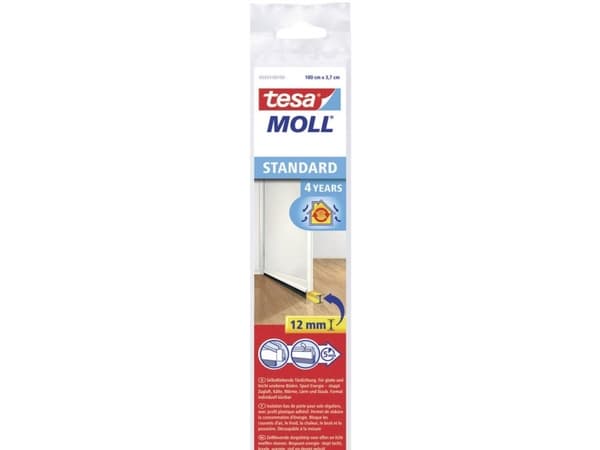 tesa Moll STANDARD dørpakningsskinne, brun, 37 mm x 1 m dørpakning laget av plast, selvklebende (05433-0101-00)