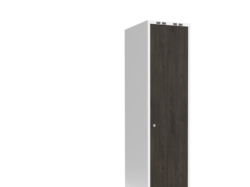 Garderob 1x400 mm Rakt tak Full pelare Laminatdörr Nocturne trä Cylinderlås
