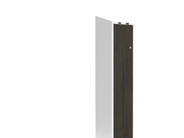 Vaatekaappi 1x300 mm Viisto katto 2-osainen pilari Z-ovi Laminaattiovi Nocturne puu Sylinterilukko