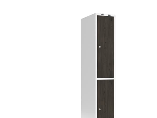 Garderobeskab 1x300 mm Lige tag 2-delt søjle Laminat dør Nocturne wood Cylinderlås
