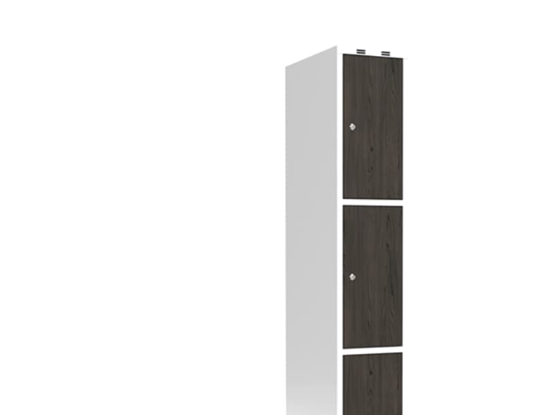 Garderob 1x300 mm Rakt tak 3-styckig pelare Laminatdörr Nocturne trä Cylinderlås