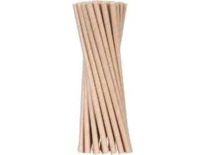 Sugerør Ø6x200 mm uden knæk Bionedbrydelig Papir Brun,12 ps x 500 stk/krt