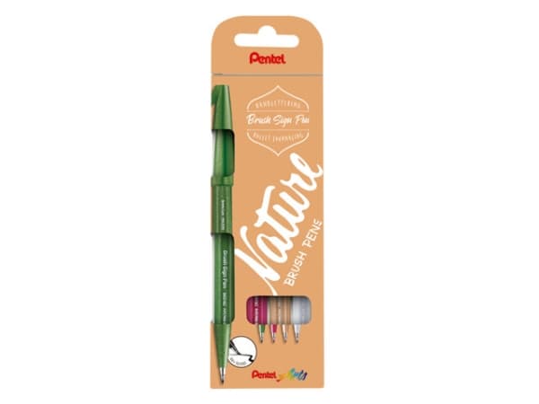 Fineliner Pentel SES15N-4 Brush Sign Pen NATURE 4stk