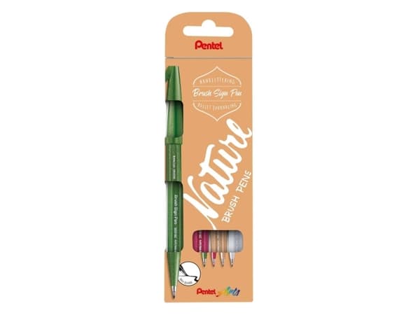 Fineliner Pentel SES15N-4 Brush Sign Pen NATURE 4stk