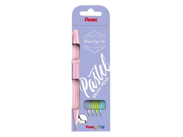 Fineliner Pentel SES15P-4 Brush Sign Pen PASTEL - (4 stk.)