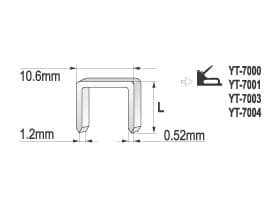 Yato YT-7025, Niittipakkaus, 1,2 cm, Kiinnitys, 1,06 cm, 1000 niitit